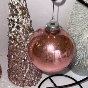Gorgeous vintage large size Shiny Brite pale pink Christmas ball